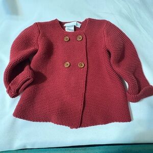 Elegant Baby Girls‎ knit sweater 6 month double breasted wood buttons Rust Color
